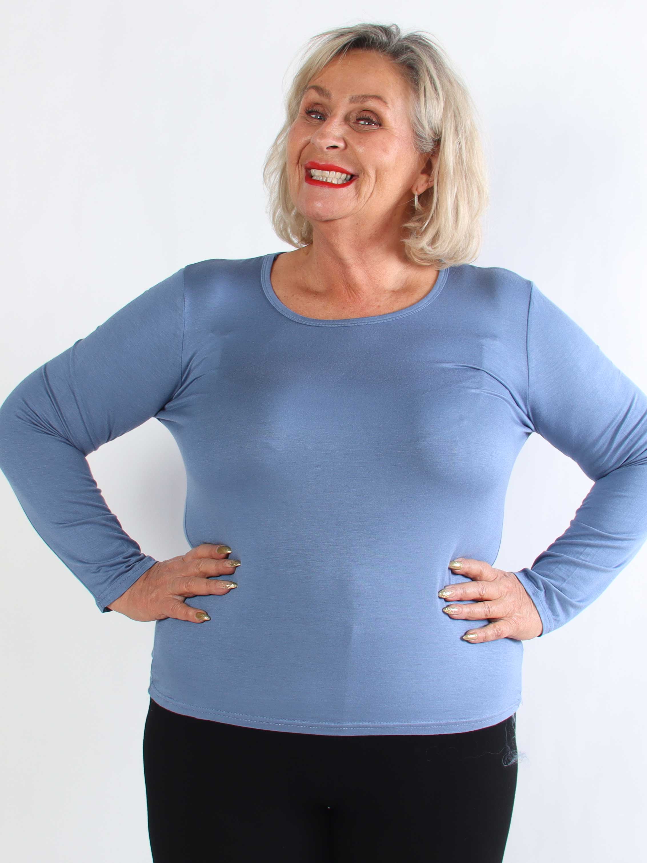 Othilia - Blød langærmet basis bluse